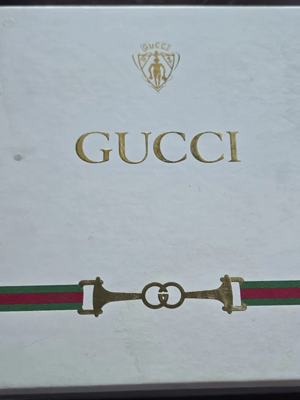 Gucci White Porcelain Cuff Link Set with Green-Red Web Stripe